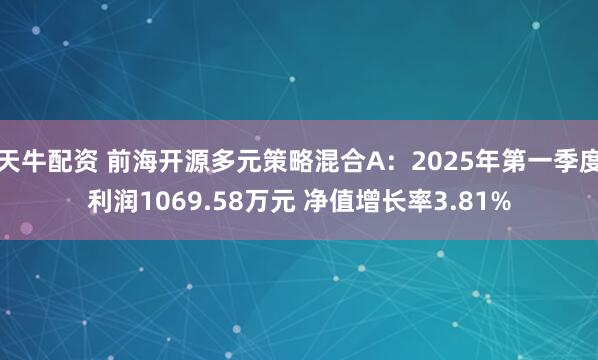 天牛配资 前海开源多元策略混合A：2025年第一季度利润1069.58万元 净值增长率3.81%